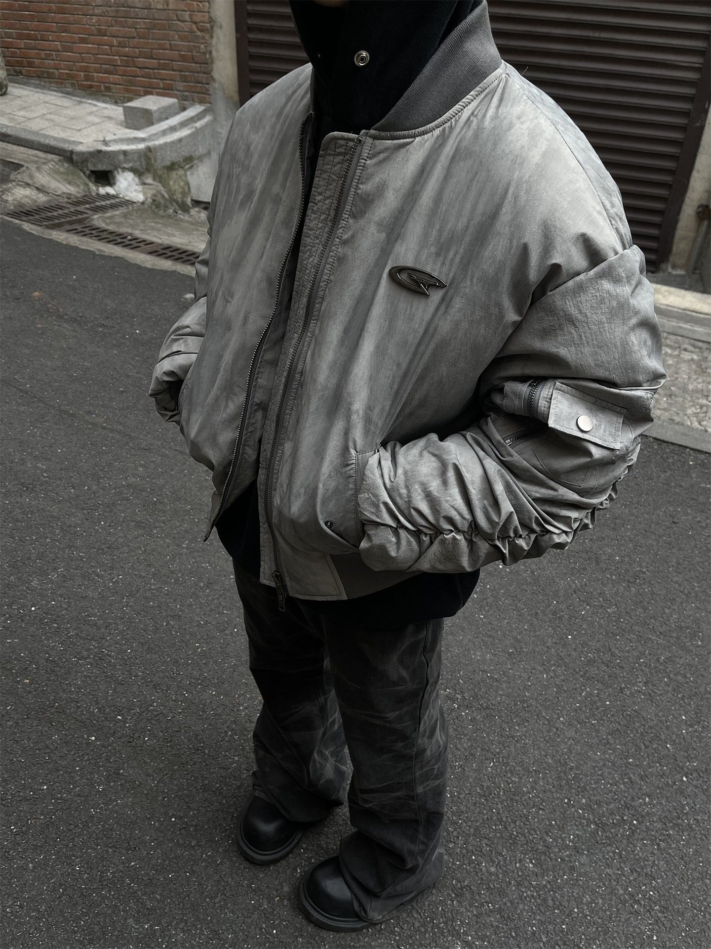 Retro Pleated Baseball Jacket
