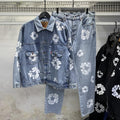 Kapok Printed Denim Suit Jacket and Pants
