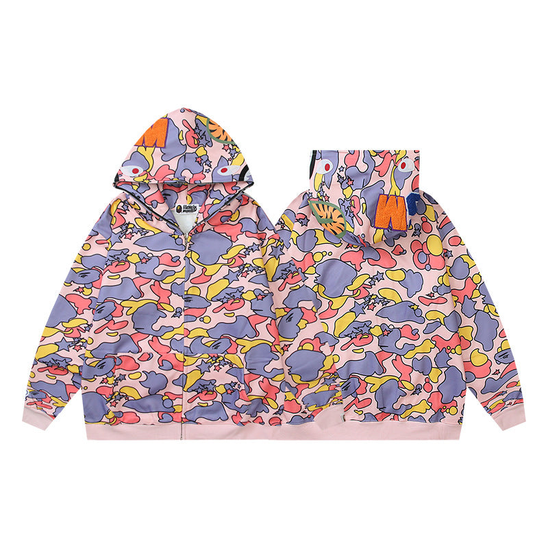 Hooded Cardigan Zipper Fleece Sweatshirt