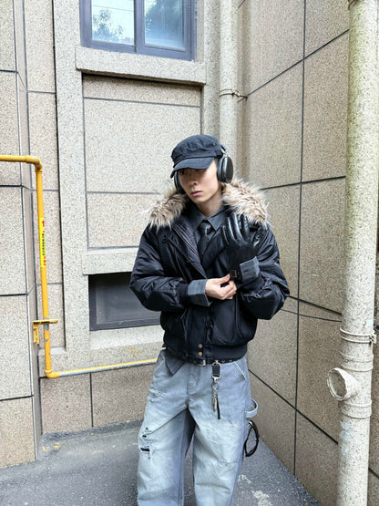 Down-lined hooded coat