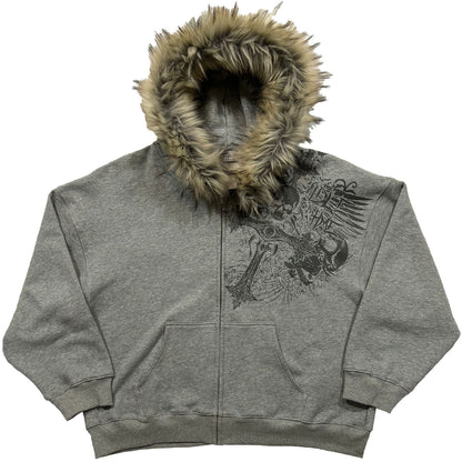 Fluffy Printed Pullover Hoodie