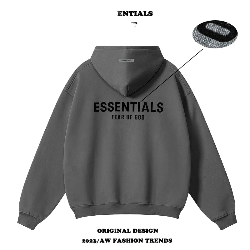Essentials Letter Flocking Hoodie
