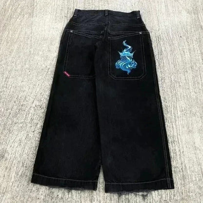 Hip-hop style straight-leg jeans
