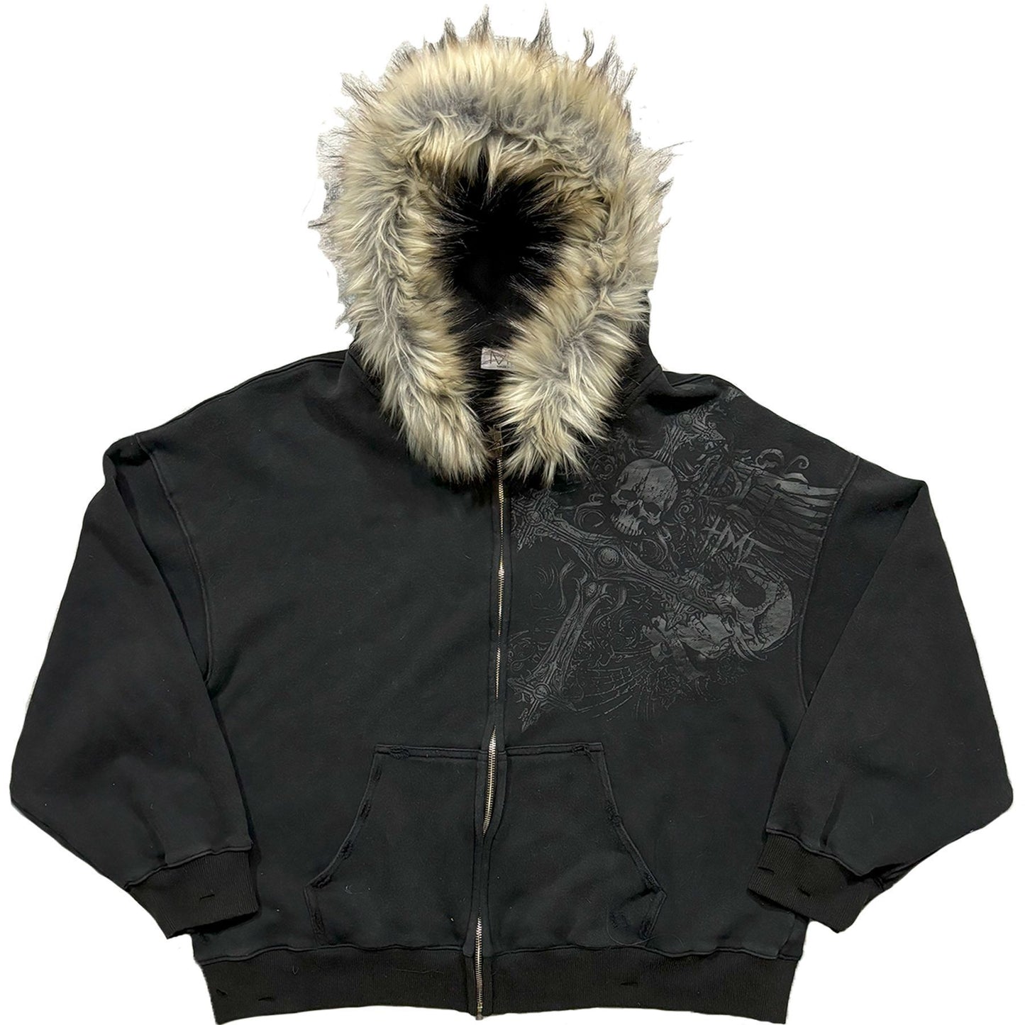 Fluffy Printed Pullover Hoodie