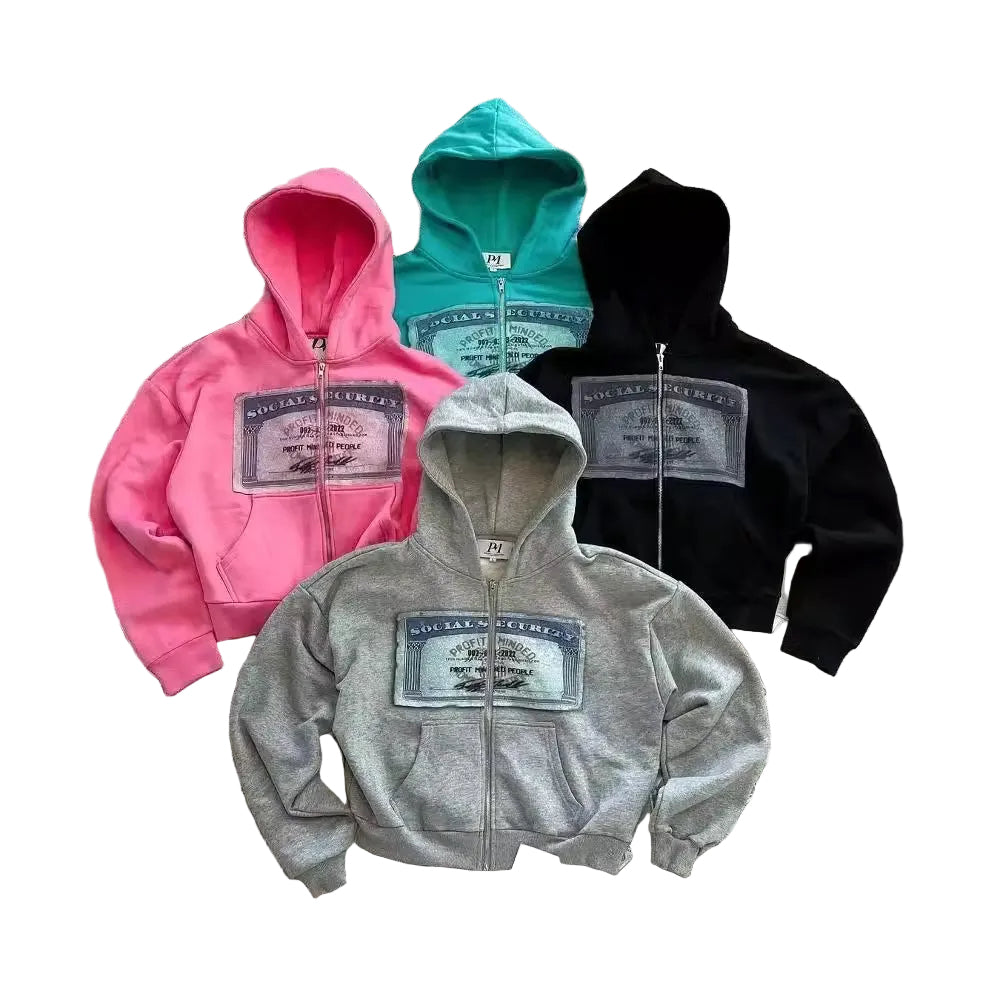 American Style Zipper Hoodie Sweatshirt