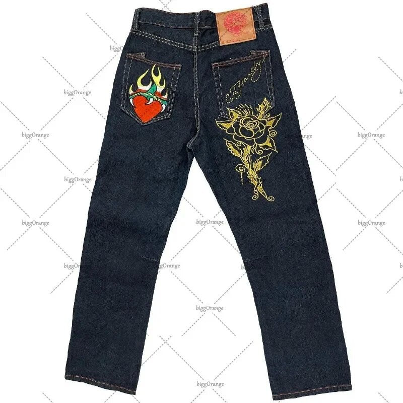 Straight-leg retro loose wide-leg jeans