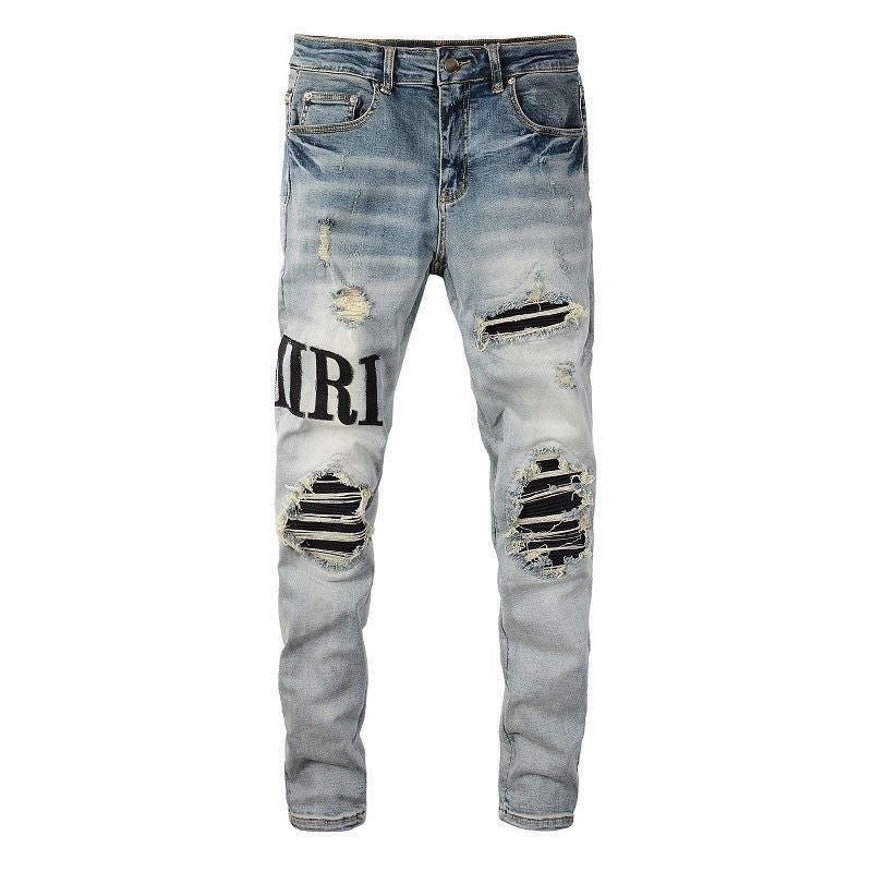 Distressed Patch Jeans Amiri