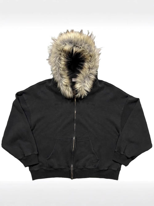 Fluffy Printed Pullover Hoodie