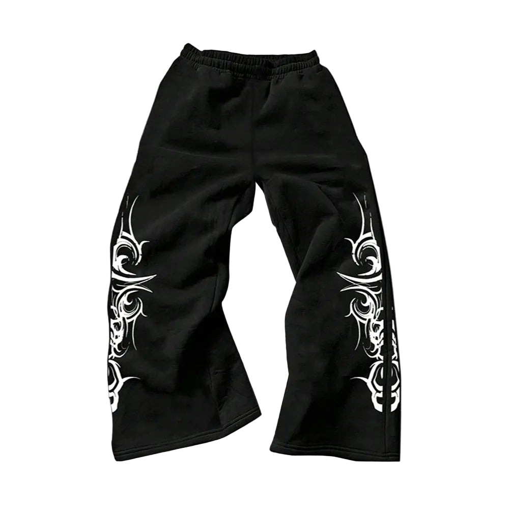Retro Printed Straight Leg Casual Pants