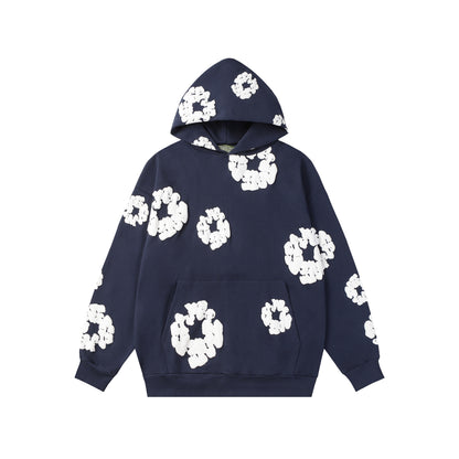 Floral Foam Print Hooded Sweatshirt and Pants Set