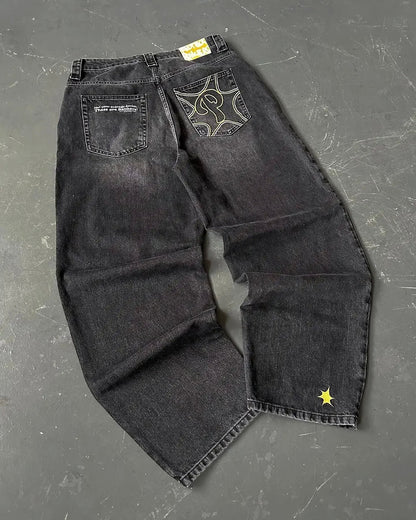 High Waist Wide Leg Cotton Jeans