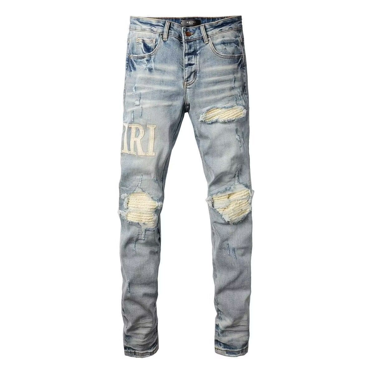Distressed Patch Jeans Amiri
