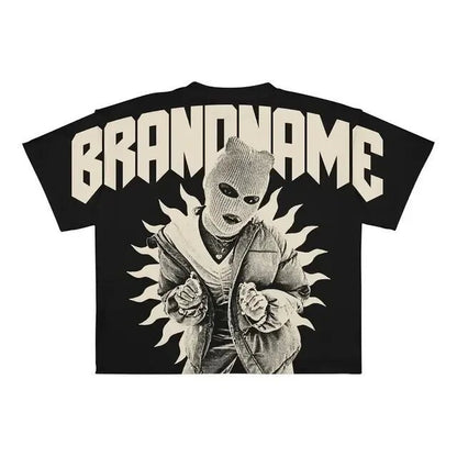 Men's printed punk casual short-sleeved shirt