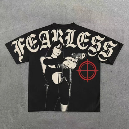 Men's printed punk casual short-sleeved shirt