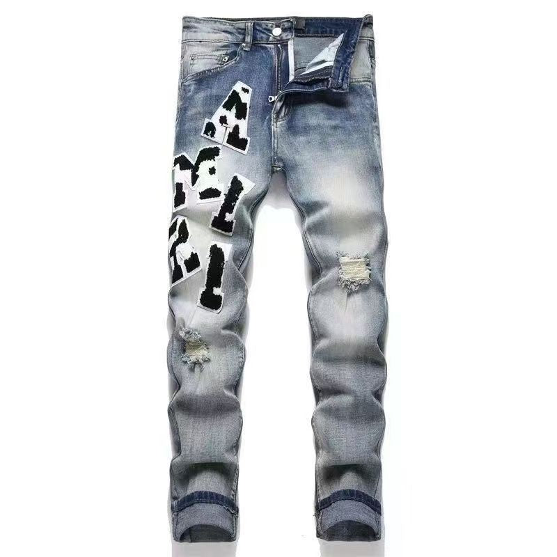 Distressed Patch Jeans Amiri