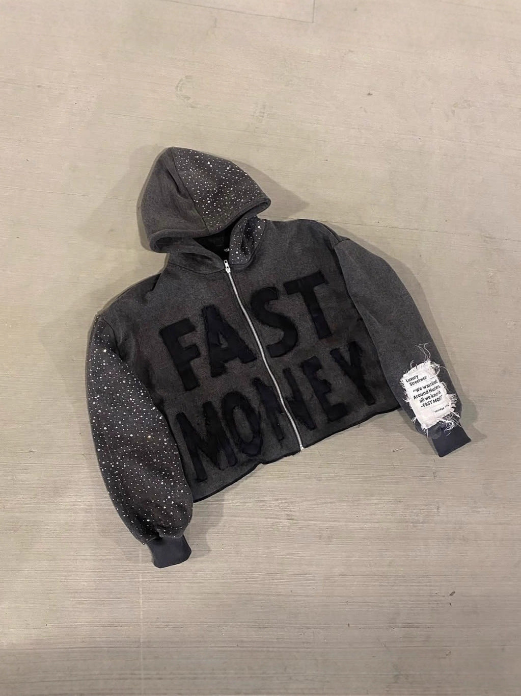 Loose Fit Letter Print Hooded Sweatshirt