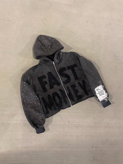 Loose Fit Letter Print Hooded Sweatshirt