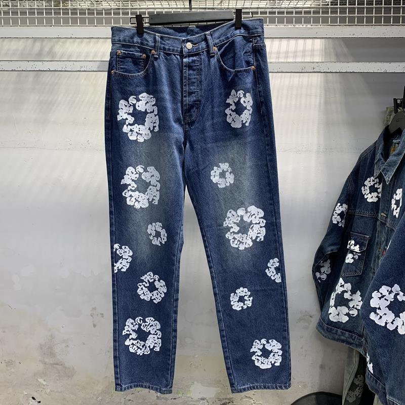 Kapok Printed Denim Suit Jacket and Pants