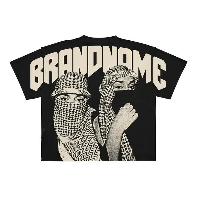 Men's printed punk casual short-sleeved shirt