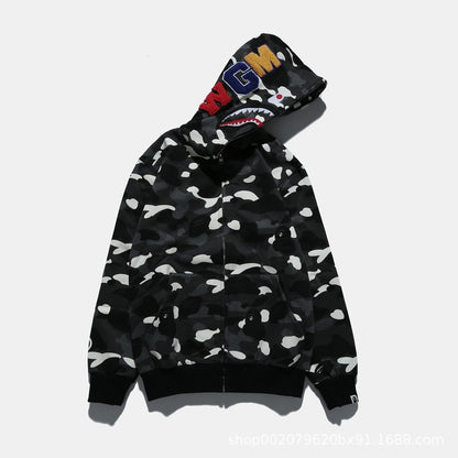 Hooded Cardigan Zipper Fleece Sweatshirt
