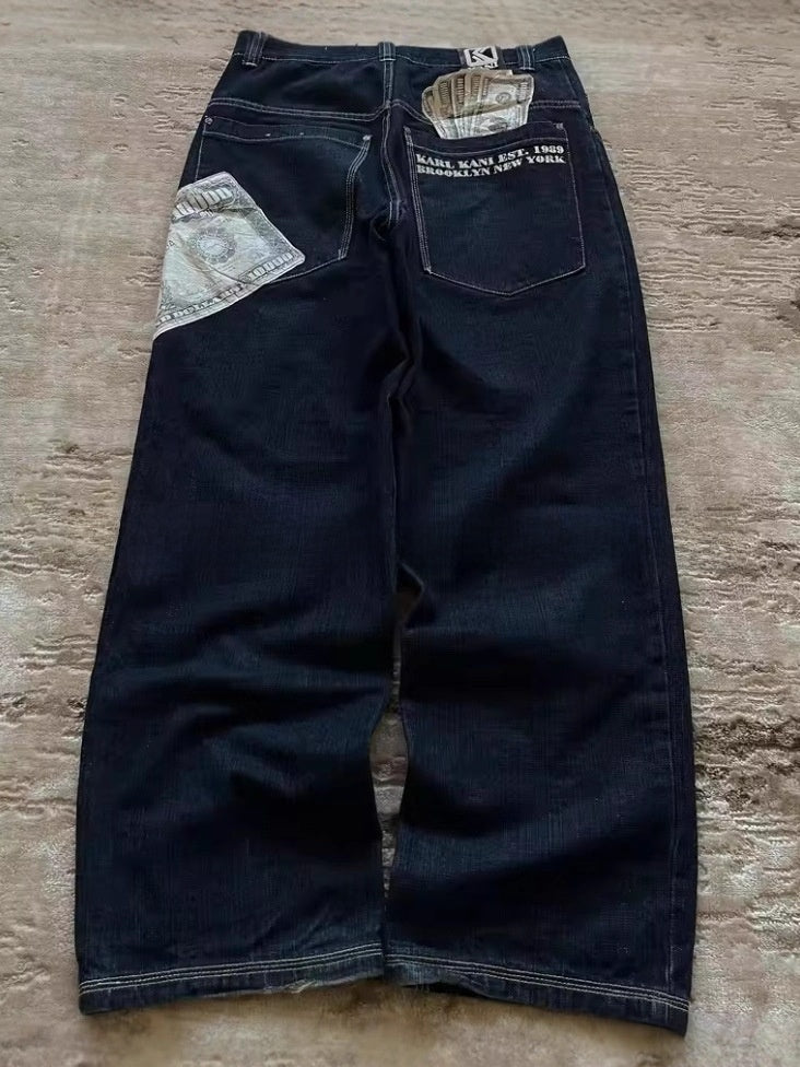 Printed Denim Trousers