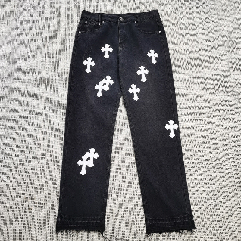 Loose Printed Straight Jeans Chrome Hearts