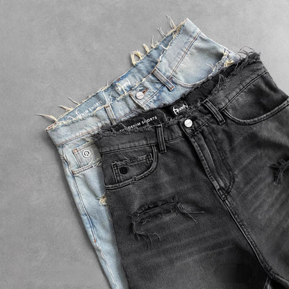 Gothic Washed Denim Shorts