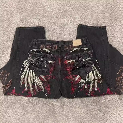 Hip-hop style straight-leg jeans