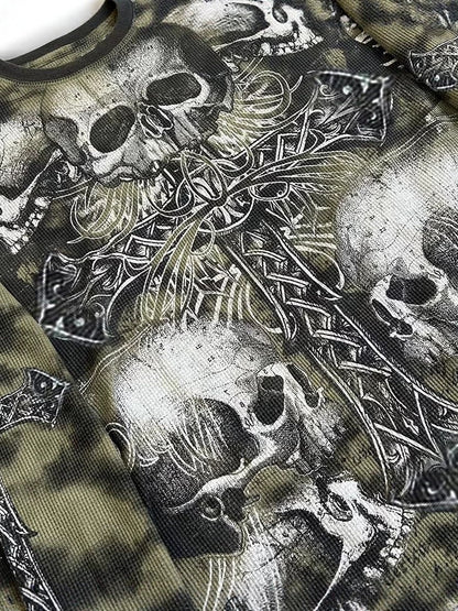 Retro-patterned short-sleeve top