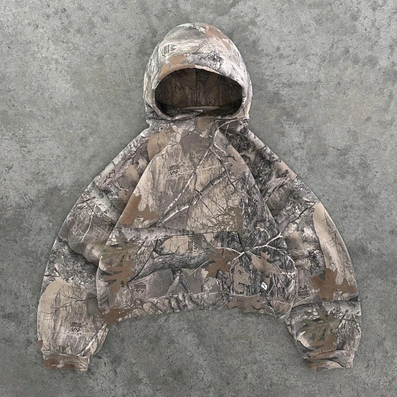 Men's American retro hooded sweatshirt