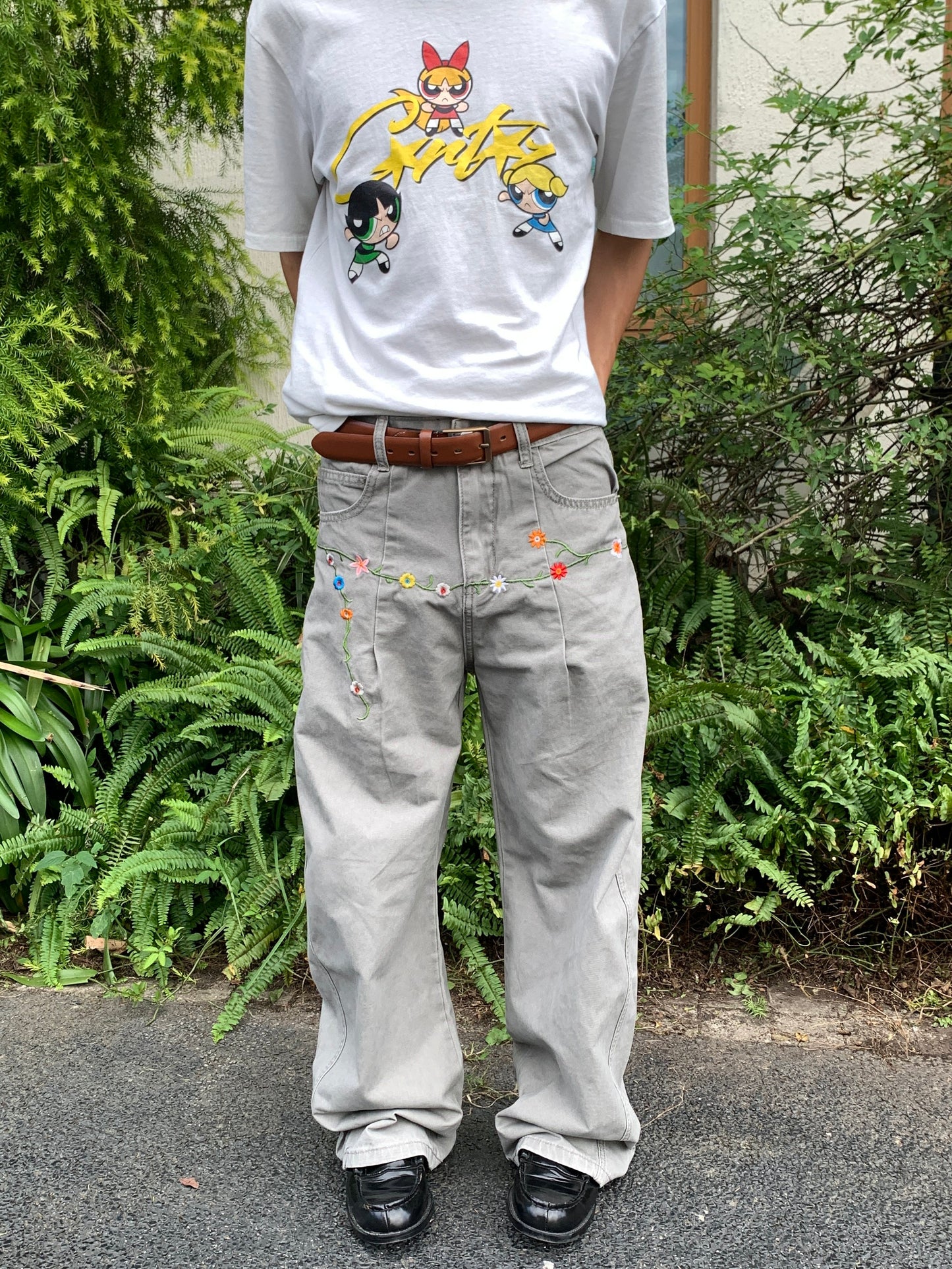 Embroidered Straight Leg Pants