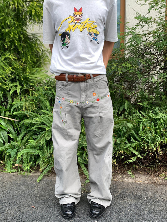 Embroidered Straight Leg Pants