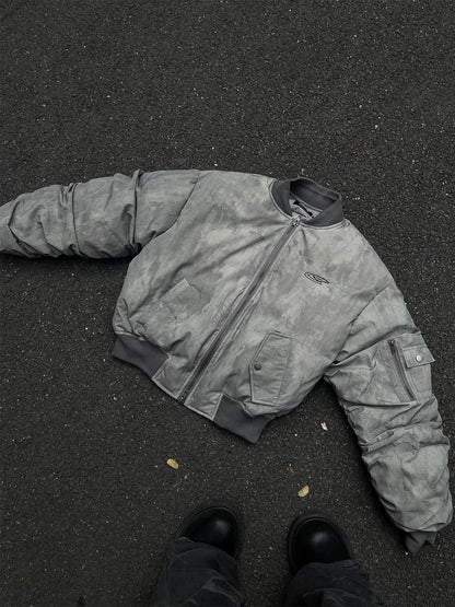 Retro Pleated Baseball Jacket