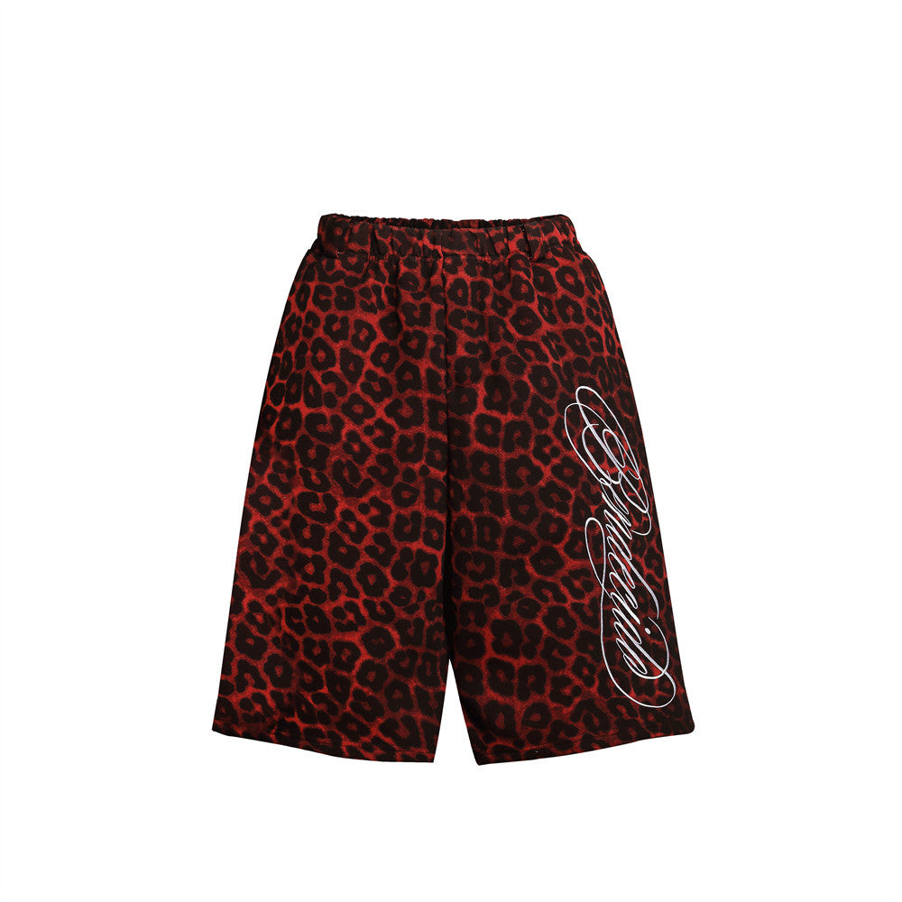 Men's Leopard Print Cotton Blend Casual Shorts