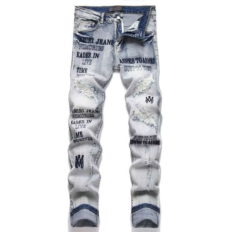 Distressed Patch Jeans Amiri