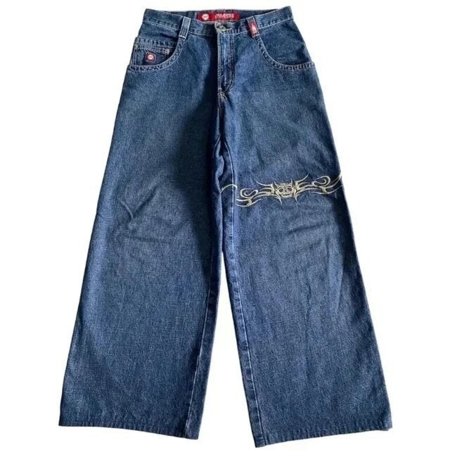 Hip-hop style straight-leg jeans