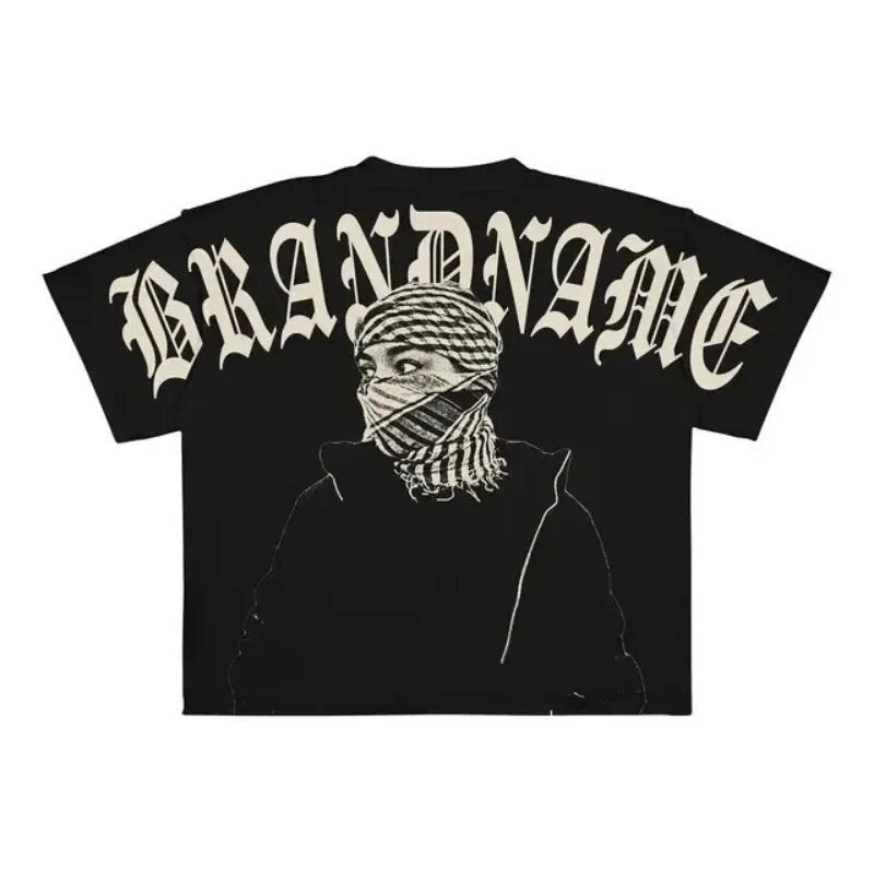 Men's printed punk casual short-sleeved shirt