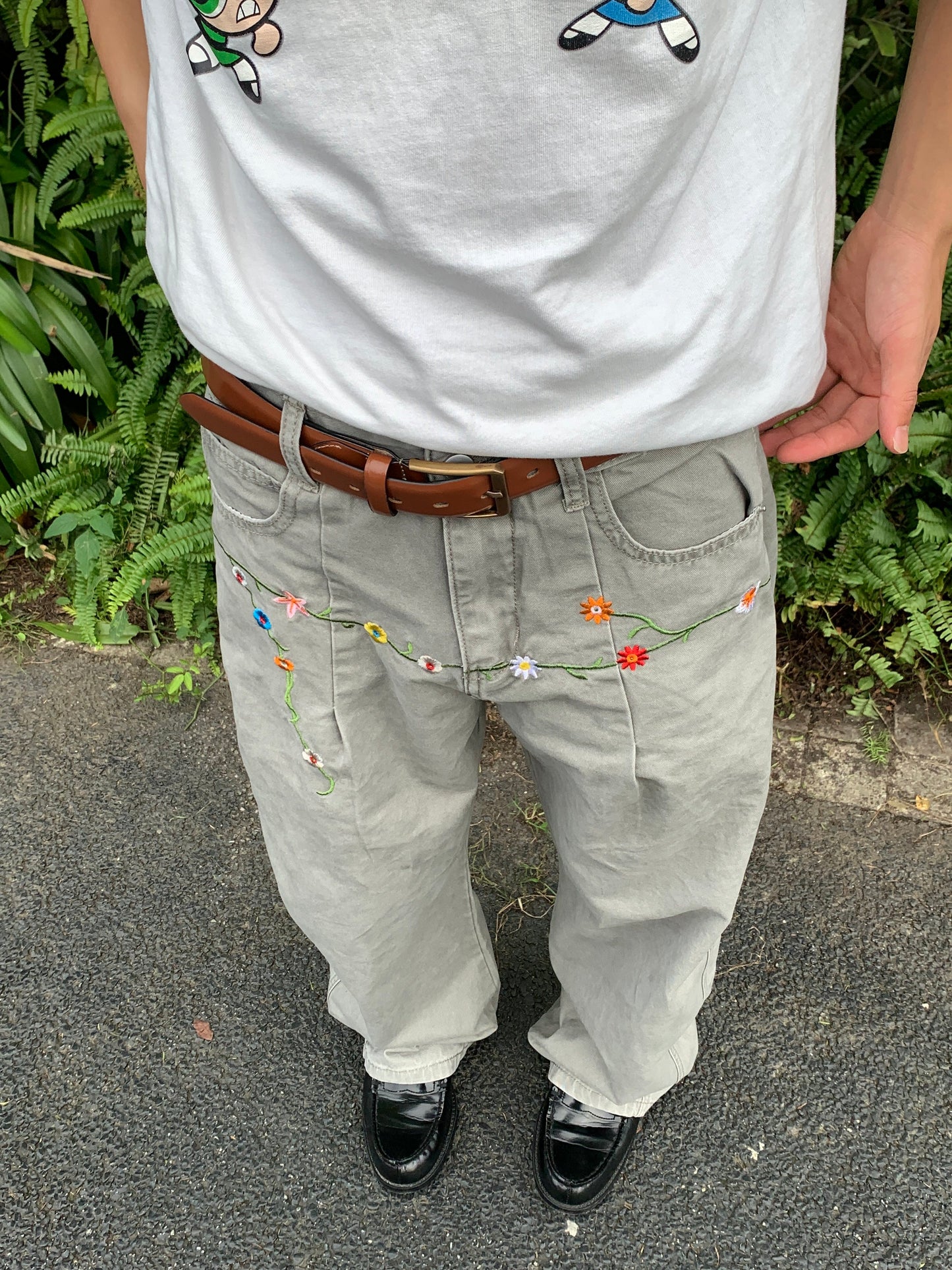 Embroidered Straight Leg Pants