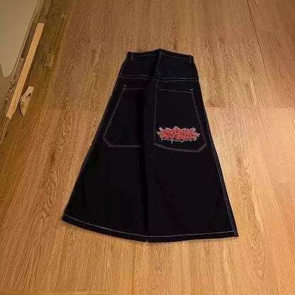 Hip-hop style straight-leg jeans