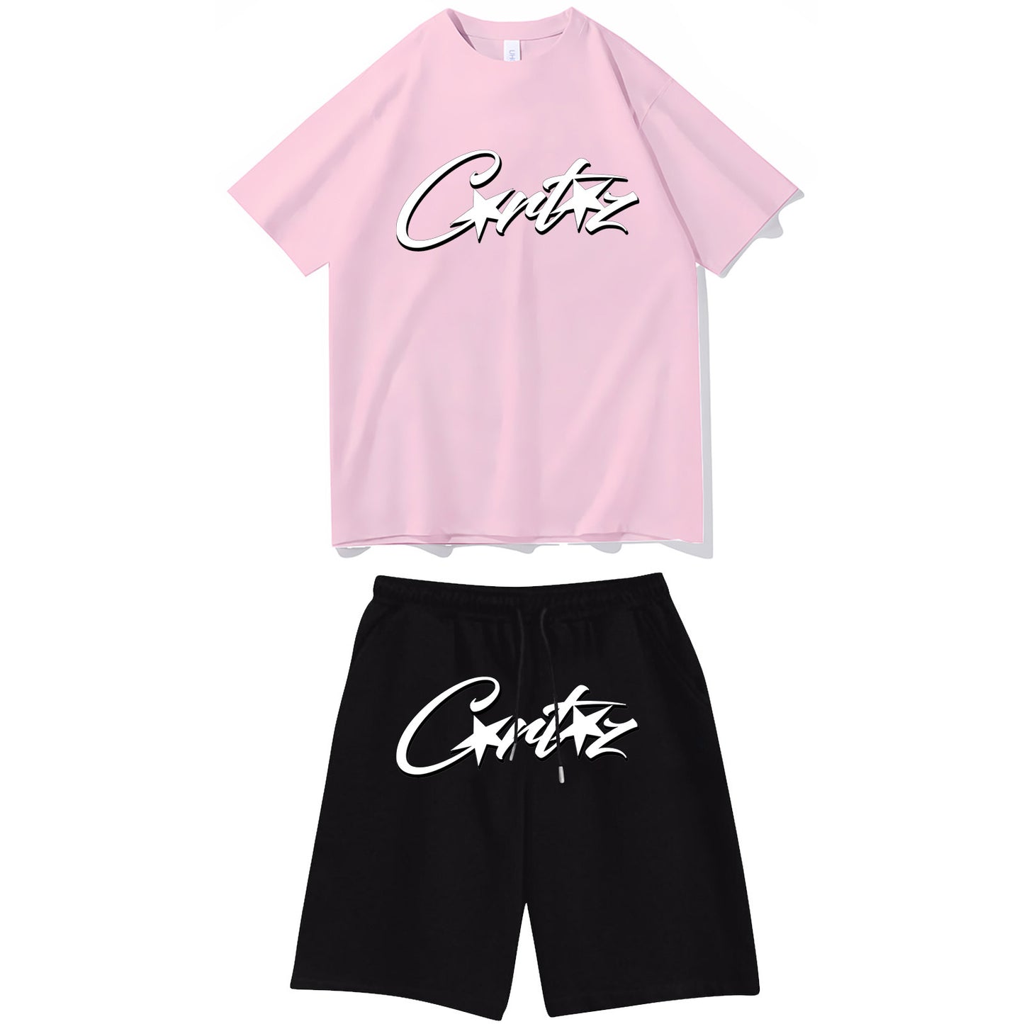 Letter-print hip-hop streetwear set