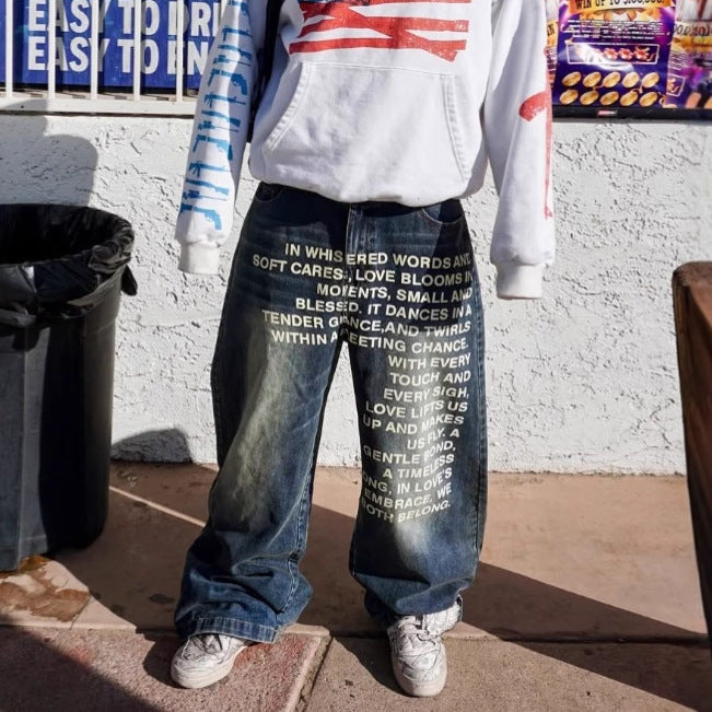 Retro hip-hop street washed jeans
