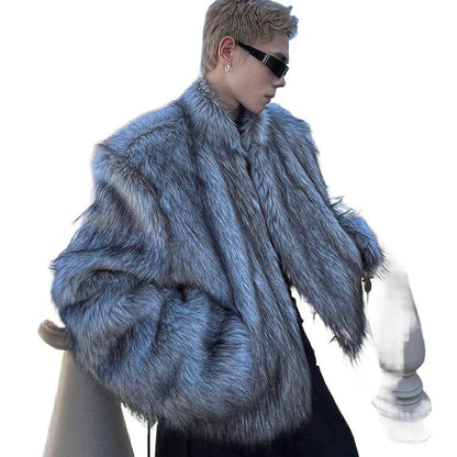Short Faux Fur Mens Coat