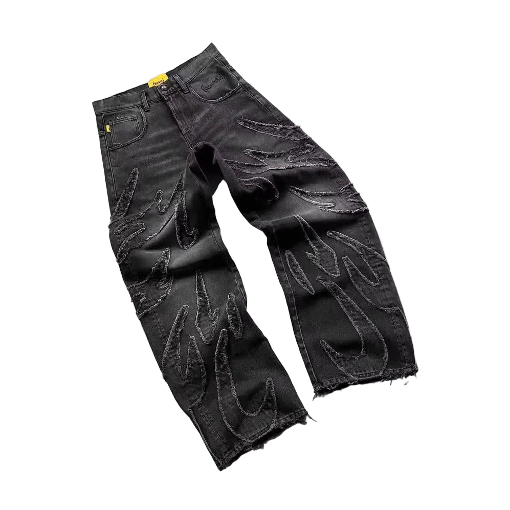 Vintage Embroidered Loose Jeans for Men