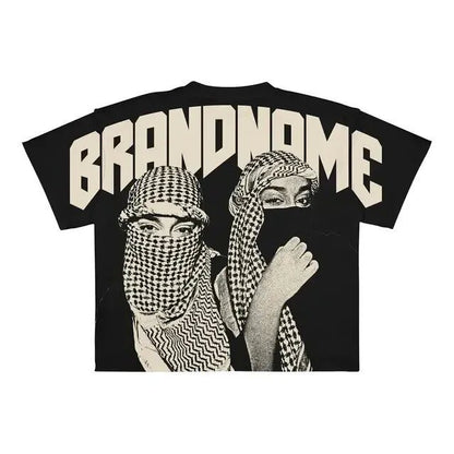 Men's printed punk casual short-sleeved shirt
