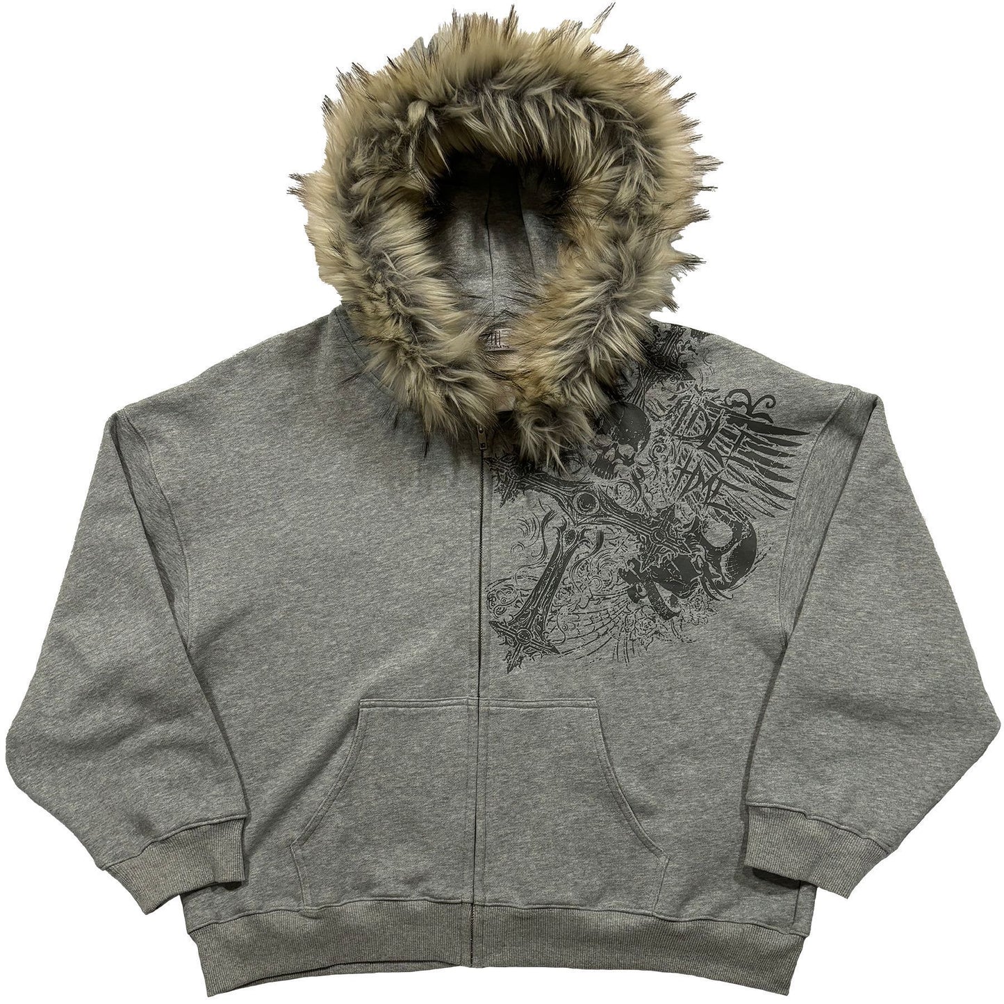 Fluffy Printed Pullover Hoodie