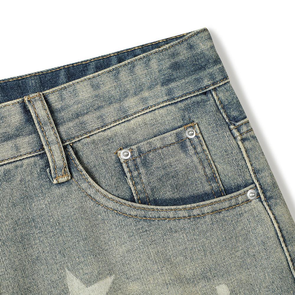 Men's Star Print Denim Shorts Loose Fit