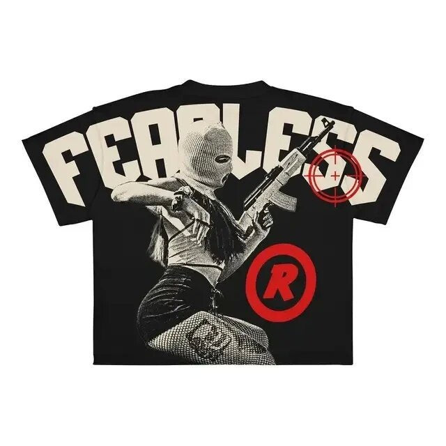 Men's printed punk casual short-sleeved shirt