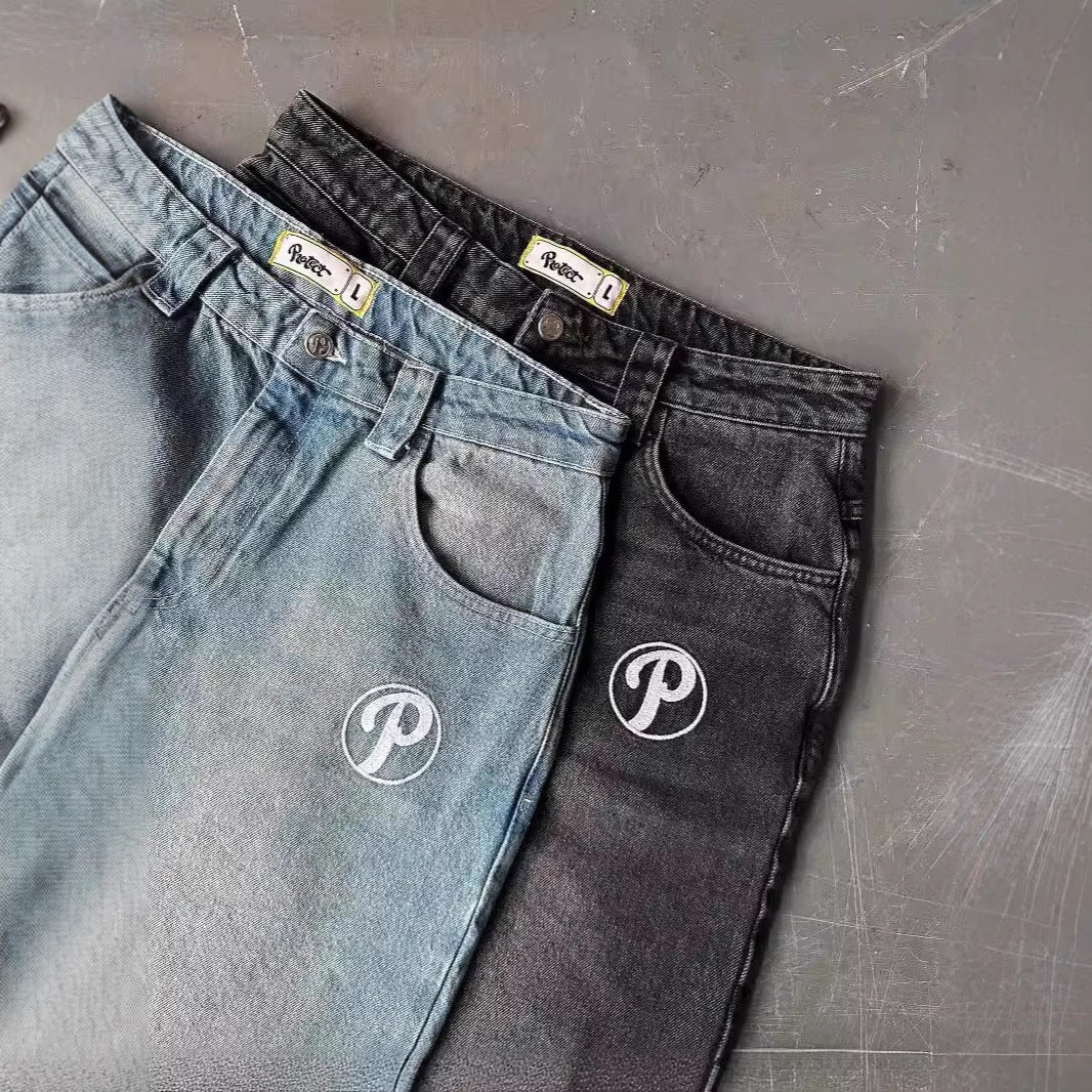 High Waist Wide Leg Cotton Jeans