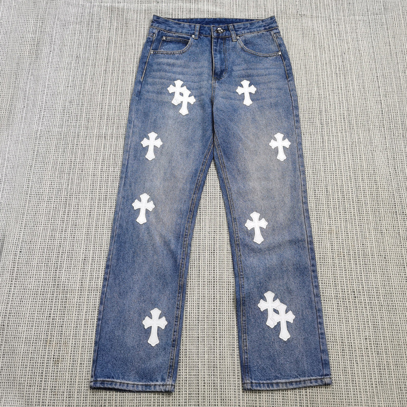 Loose Printed Straight Jeans Chrome Hearts