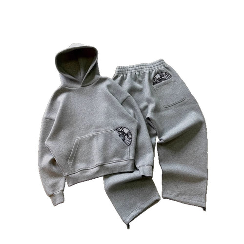 Embroidered sweatshirt and sweatpants set